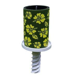 O2Cool Magnetic Beverage Stake with Insulated Sleeves - Green Flowers/Leaves Des
